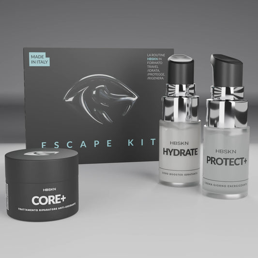 ESCAPE KIT HBSKN: scatola e mini HYDRATE, PROTECT+ e CORE+ in formato travel
