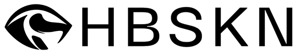 Logo HBSKN — Hebi Skin in nero, pittogramma stilizzato occhio di serpente con lettering moderno